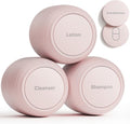 Trimcoo New Travel Toiletry Containers [Ultra Leakproof] TSA-Approved, PLA Hard Shell Jars with 5 Magnetic Labels, Wide Mouth Bottles for Lotion, Cleanser, Shampoo, Conditioner, Pink, 3 Pack, 1OZ