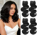 DAHONG HAIR 12A Remy Cuticle Aligned Human Hair Body Wave 4 Bundles 12 Inch, Double Machine Weft No Shedding No Tangling Thick Ends Natural Black, Quick Weave for Daily & All Occasions
