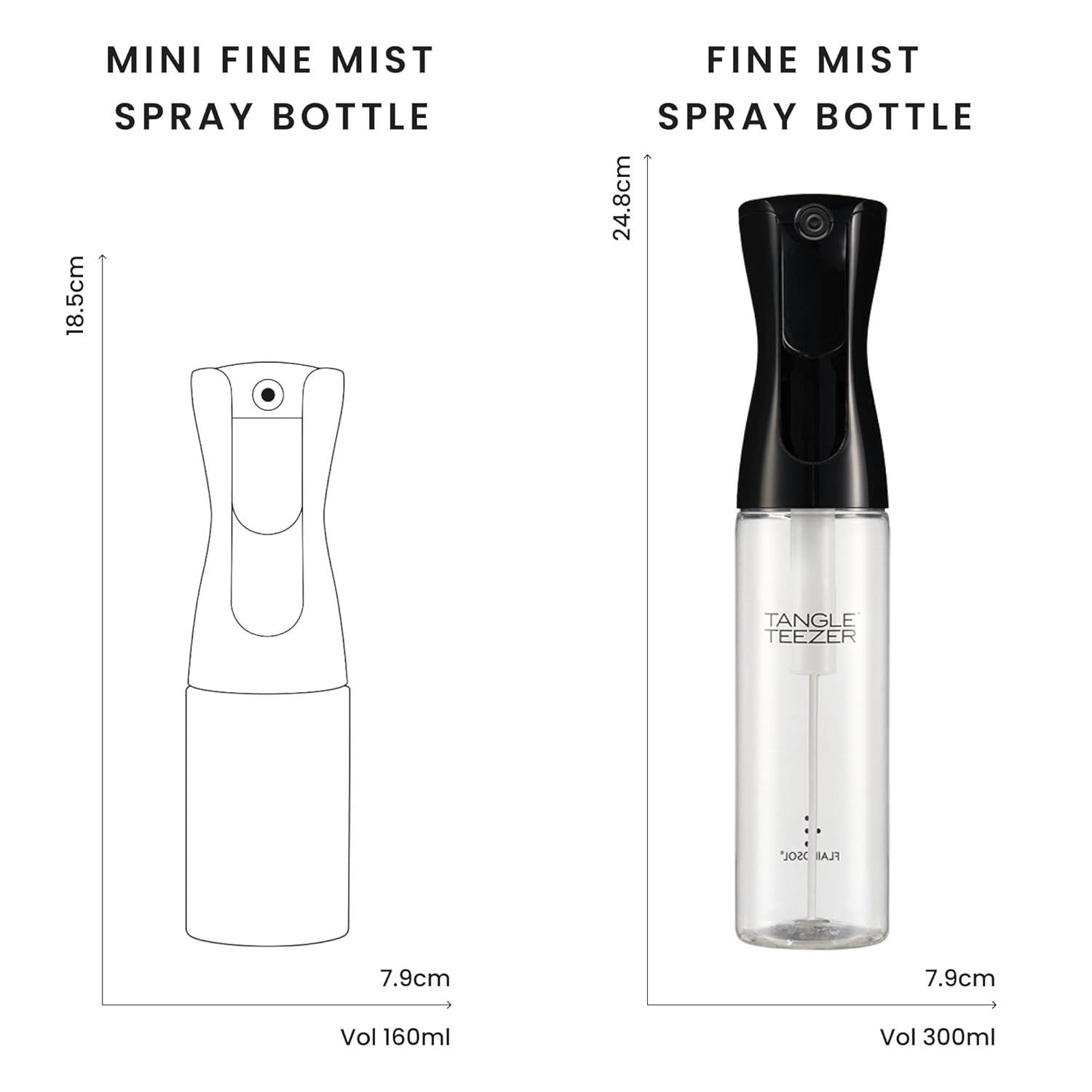 TANGLE TEEZER Fine Mist Spray Bottle - Reusable & Refillable Hair Detangler | 10.1 oz, Black