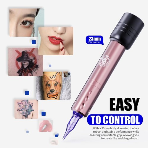 Dragonhawk S6 Pro Wireless Tattoo Gun Kit - 3.3oz Lightweight Machine with 1300mAh Battery for Long Working Time Complete Supplies with 20Pcs Cartridge Needles