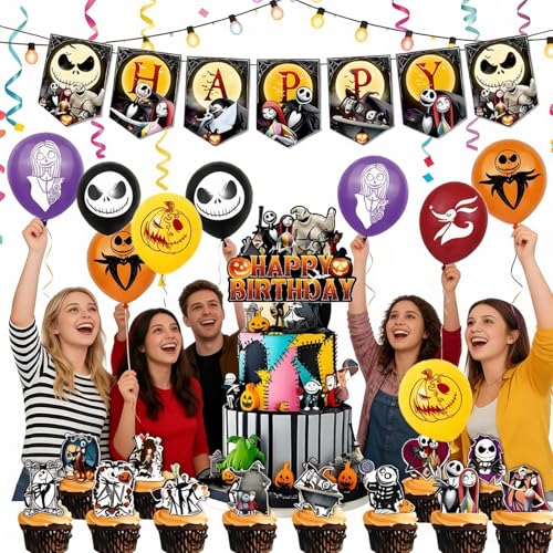 Halloween Christmas Birthday Party Decorations Set with Balloons & Banner