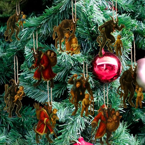 12 Pcs Krampus Christmas Ornaments - Horror Metal Holiday Tree Decorations