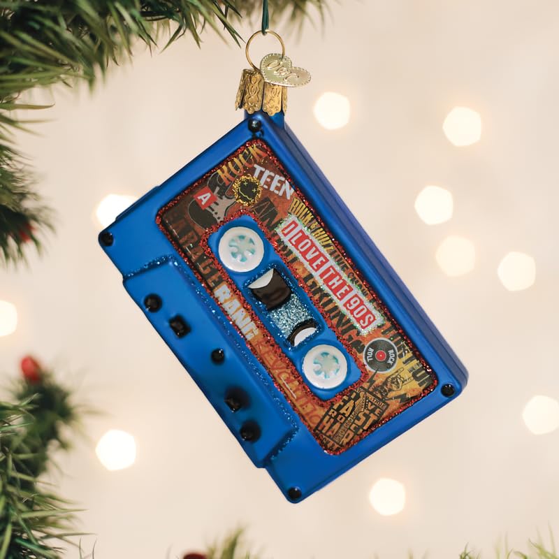 Retro 90s Glass Ornament - Handcrafted Christmas Tree Decoration, Nostalgic Holiday Keepsake