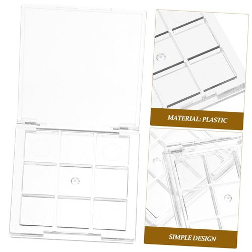 Ipetboom Empty Makeup Palette Depotting Cases - 2pcs 9-Grid Empty Clear Blush Lipstick Box - Portable Makeup Organizer Storage Cases Highlighters Sample Eye Shadow Bracket Travel