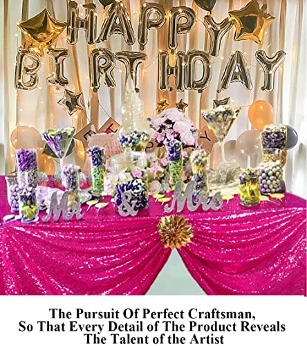 Hot Pink Rectangle Sequin Tablecloth 50x80 Inch for Party Wedding & Event Decor - Rustic Glitter Fabric