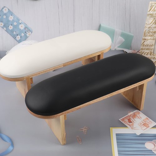 Arm Rest for Nails Professional Microfiber Leather Nail Arm Rest Cushion with Soft High-Density Sponge Solid Wood Table Non-Slip Manicure Hand Rest Stand Nail Supplies for Nail Techs (White)