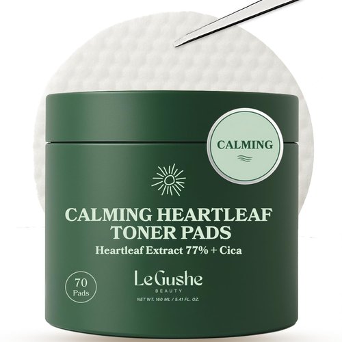 Le Gushe Heartleaf Face Toner Pads (70 Count) - Calming and Hydrating Toning Pads - CICA and Heartleaf Toner - for Troubled Skin and Breakouts (160 ml/ 5.41 fl oz)