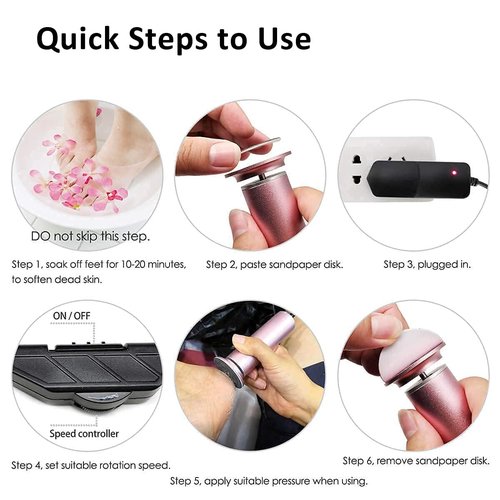 Electric Foot File Callus Remover for Feet, Adjustable Speed Foot Sander Grinder Professional Pedicure Tools for Dead Skin Heel Calluses with Replaceable Sandpaper Discs (Upgraded FCR-1 Pink)