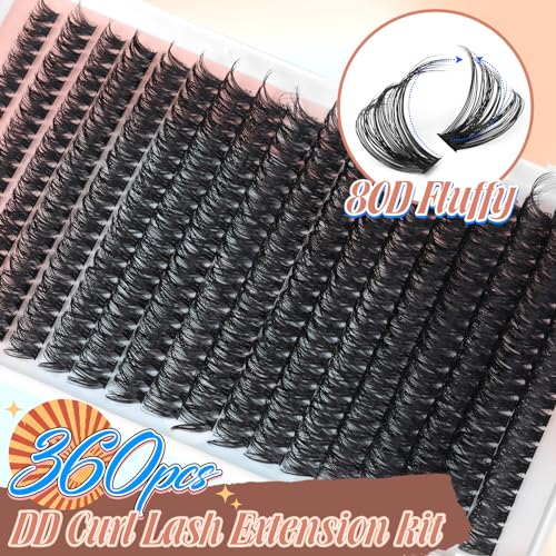 F.80D Fluffy Thick Cluster Eyelash Extensions 360 Pcs 8-18MM False Lashes