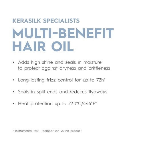 KERASILK Multi-Benefit Hair Oil - Seals Split Ends & Reduces Flyaways | Heat Protection for All Hair Types | 50ml