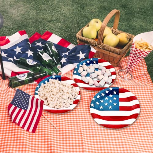 4th of July Party Plates Set - 40pcs Disposable Dinner & Dessert Plates - Independence Day Tableware
