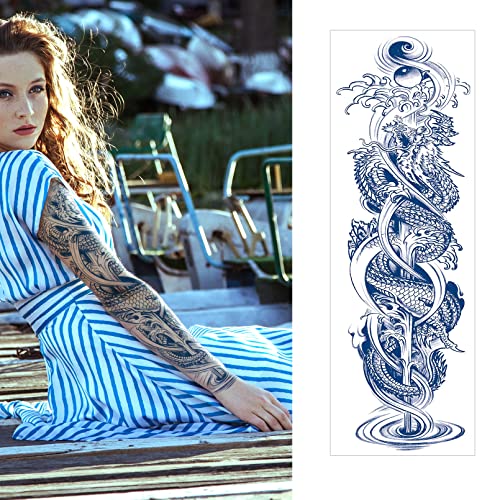 Semi Permanent Full Arm Tattoo Sleeves Set for Men Women - 5 Sheets