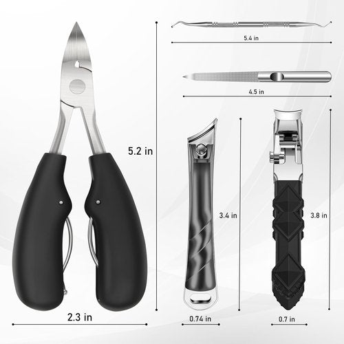 Toenail Clippers for Seniors Thick Ingrown Toenails, Large Angled Nail Clippers for Men with Catcher, Heavy Duty Slanted Fingernail Clipper Long Handle Nail Cutter Gifts for Men Women Adults