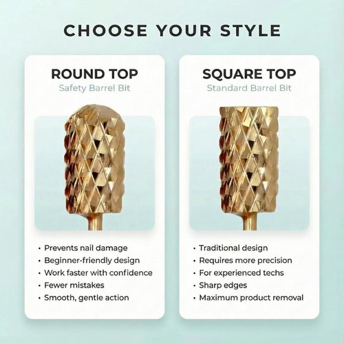 Dashboard Beauty Nail Drill Bit - Large Rounded Barrel Bit with 2 Way Rotate use for Right & Left - 3/32" Shank Compatible with Any Efile Nail Drill - Ensure Safe Experience for Customers (X Coarse)