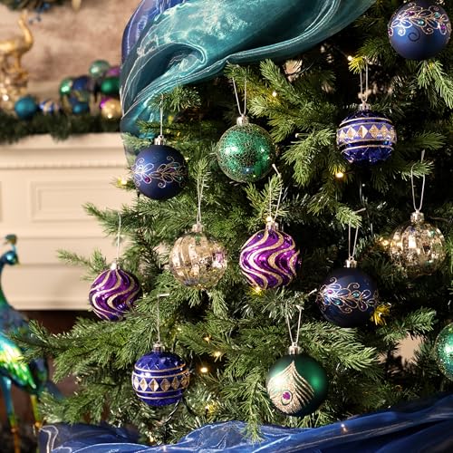 16 Pack Christmas Tree Ornaments Set - 3.15 Inch Shatterproof Holiday Decorations