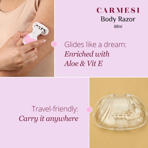 Carmesi Full-Body Shaving Combo with 3 Facial Razors + 1 Body Mini Razor + 1 Bikini Razor | Painless & Precision Face Hair Removal | Prevents Nicks & Cuts | for Smooth Shave | (5 Count)