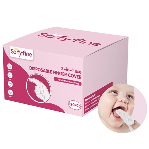 SOFYFINE 60 Counts Baby Tongue Cleaner and Oral Teeth Finger Toothbrush, Mouth and Gum Dry Wipes,for Newborn,0-24 Months Infants,Toddlers