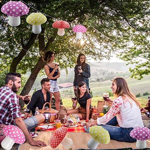 8PCS Mushroom Shaped Paper Lanterns - Forest Jungle Wonderland Party Decor