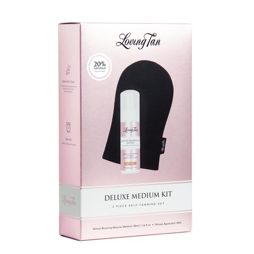 Loving Tan Deluxe Bronzing Mousse - Streak Free, Natural looking, Professional Strength Sunless Tanner - Up to 5 Self Tan Applications per Bottle, Cruelty Free (Mini Kit (Medium))