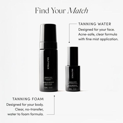 SALTYFACE - Tanning Water (Light to Medium) - Self Tanner for Face, Neck, Ears, Chest - No Color Transfer - Oil Free, Fragrance Free - Streak-Free, Non-Clogging - Vegan Skin Care - 1 FL OZ (30 ML)