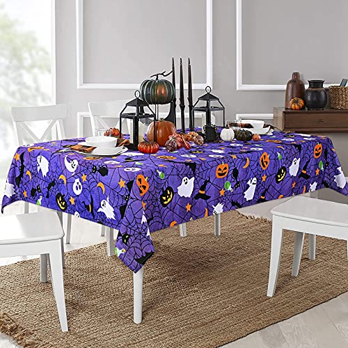 Halloween Tablecloth Spider Web Pumpkin Ghost Waterproof 55x55 Inch - Purple - Variation of THIS listing
