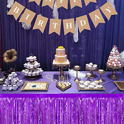Purple Metallic Foil Fringe Table Skirts 6 Pack - Party & Celebration Decoration