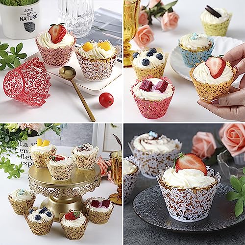 Light Purple Lace Cupcake Wrappers 50pcs - Elegant Laser Cut Baking Cups