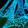 Giant Outdoor Spider Web Decoration Kit - 1400 Sqft Glow-in-The-Dark Blue Web with Blacklights - Halloween Decor, Reusable and Easy to Install - White Variation