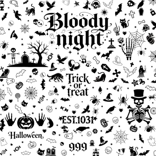 Halloween Temporary Tattoos Sheets - 56 Sheets with Pumpkin Bat Spider Designs