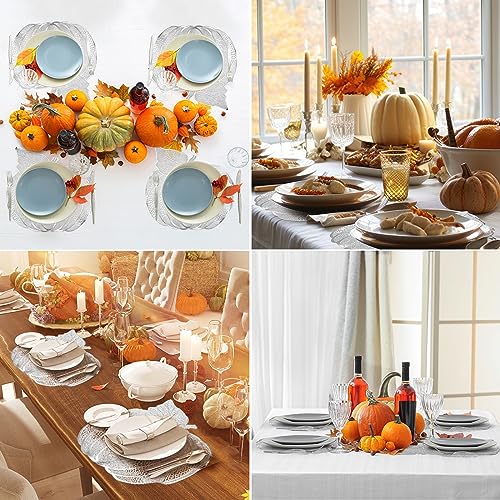 Silver Thanksgiving Pumpkin Placemats Set of 12 - Vinyl Fall Table Decor