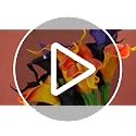 Halloween Flower Picks Set - 24 Black, Orange & Purple Artificial Calla Lilies, 14 Inch