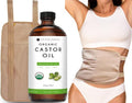 Kate Blanc Cosmetics Castor Oil Pack Wrap for Stomach & Belly (16oz Glass Bottle) Moisturize Body & Skin. Reusable, Adjustable, Comfortable Fit.