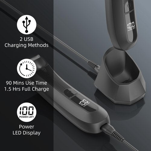 Electric Body & Pubic Hair Trimmer for Men with Light – IPX7 Waterproof Groomer for Balls, Groin & Body. No Nick, No Cut, No Razor Burn, Gift Set for Dad, Husband, or Men