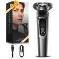 Electric Razor for Men, IPX8 Waterproof with Type-C Quick Charge, 3D Flex Blades & Pop-Up Trimmer, 60min Runtime, Travel Lock, Wet & Dry Shave,Slate Gray