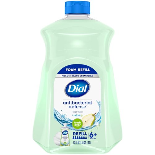 Dial Antibacterial Foaming Hand Soap - Fresh Pear Scent, 52 Fl Oz Refill for Effective Cleanliness