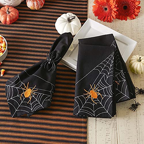 Halloween Spooky Spider Web Napkin Set - 20x20 Inch, 4 Pieces, Reusable Cotton