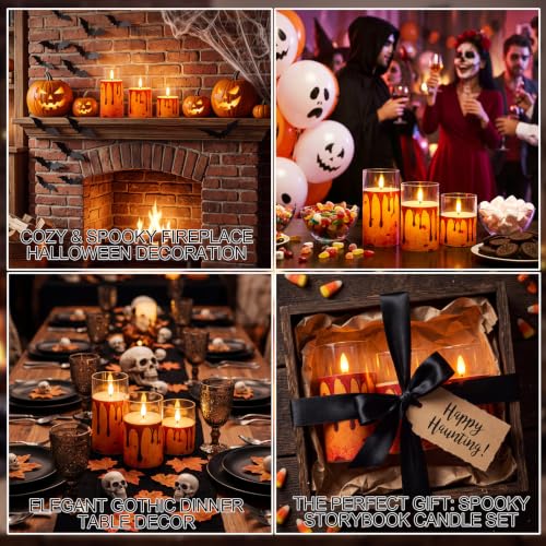 Halloween Flameless Blood Dripping Candles Set of 3 - 4in, 5in, 6in Red Flickering LED Decor