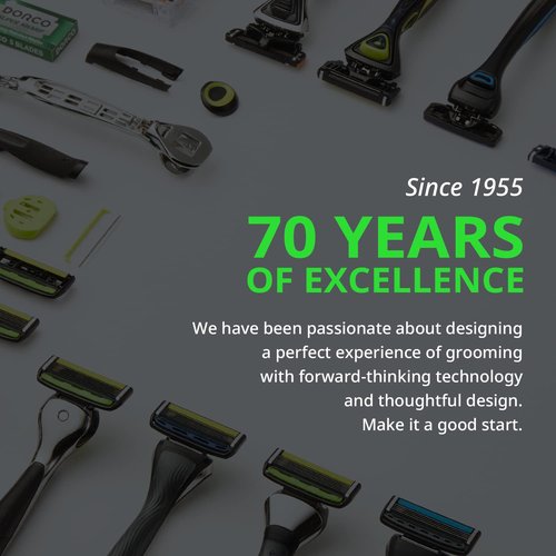 Dorco Pace 6 Pro - Six Blade Razor System with Trimmer - 12 Pack Refill (No Handle)