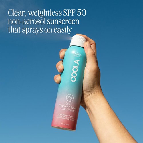 COOLA Organic Sunscreen SPF 50 - Vegan & Gluten-Free Sunblock Spray for Daily Skin Protection | Guava Mango