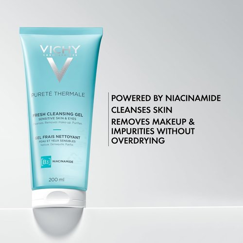 VICHY Pureté Thermale Cleansing Gel - Gentle Makeup Remover With Glycerin & Niacinamide, 6.7 oz