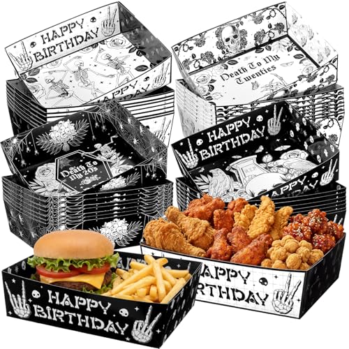Death to My 20s Disposable Tableware Set - Black and White Gothic Party Trays, 36 Pieces