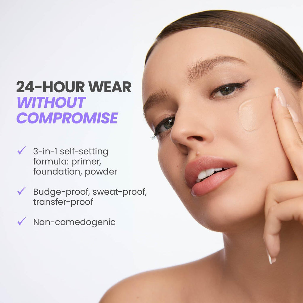 Wonderskin Hyper Bond All-Day Stay Serum Foundation - Waterproof & Transfer-Proof | 24HR Longwear with Niacinamide & Hyaluronic Acid - Lightweight Natural Finish (Afterglow)
