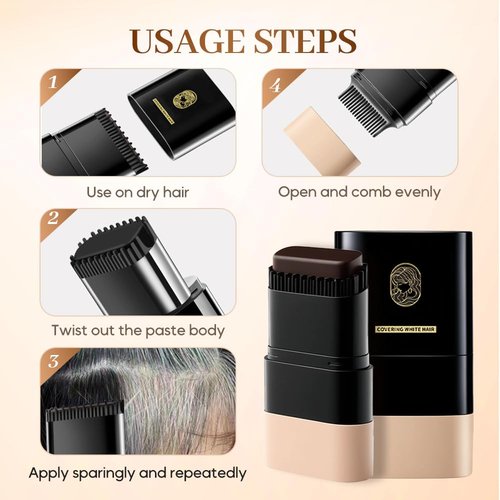 Skiennix Hair Color Stick - Long-Lasting 2-In-1 Hair Dye & Comb for Gray Coverage | Black Brown