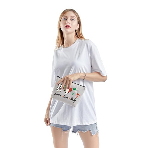 TSOTMO Italy Gift Italy Travel Toiletry Bag For Tourist Italian Gift Italy Trip Gift Peace Love Italy Cosmetic Bag For Italy Lovers (PEACE ITALY)