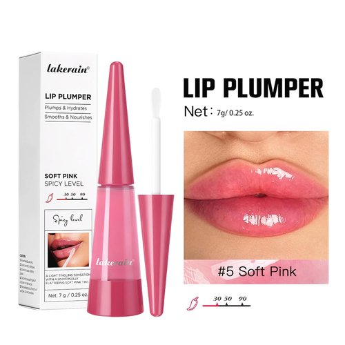 **BAISEN DIARY Plumping Lip Oil - Ultra-Hydrating Glossy Finish for Smooth, Juicy Lips | #5 Soft Pink**