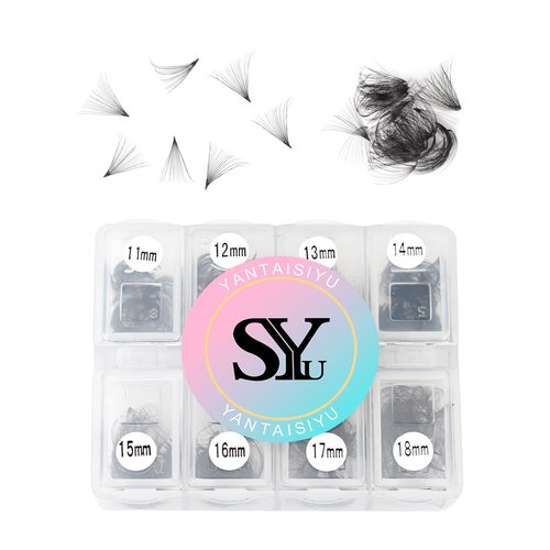 600 Fans 20D Curly Premade Eyelash Extensions 11-18mm Mixed Length Handmade Thin Base Pre-made Fan Clusters D Curly Loose Fan Design for Natural Volume (20D-0.05-D-11-18mm）