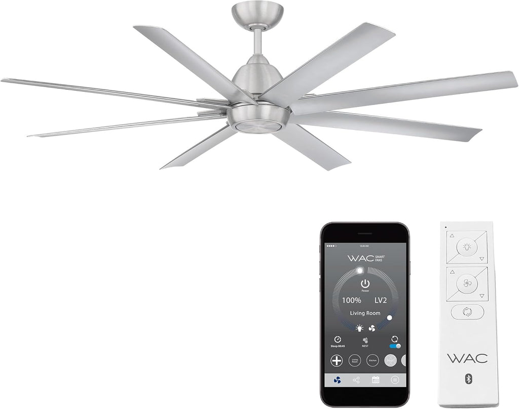 WAC Lighting Mocha XL Smart Ceiling Fan - 8 Blades in Brushed Nickel Finish