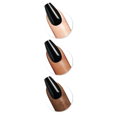 Sally Hansen Press-On Nails - Coffin Shape, Easy Application, Non-Damaging | 30 Nails & Accessories - Onyx-Pected