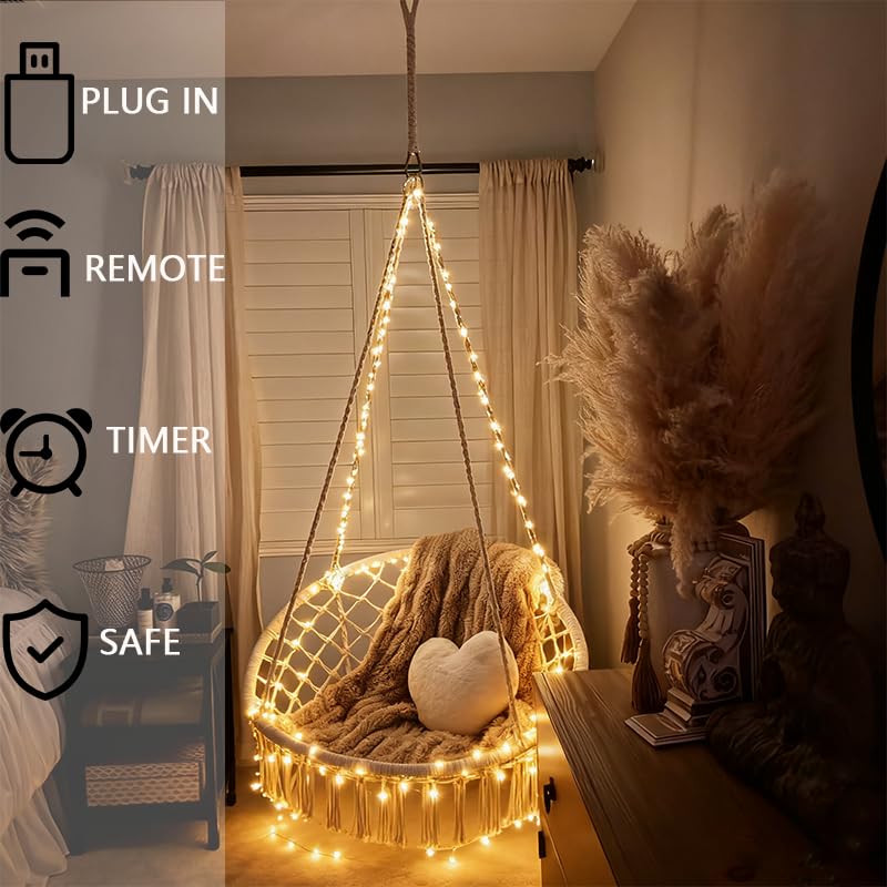 USB Fairy String Lights 33ft 100 LED Warm White 8 Modes Remote Timer 2 Pack