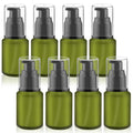 8 Pcs 30ml/1oz Frosted Glass Bottles Empty Pump Dispenser Jar Travel Lotion Vials with Plastic Pump Head for Toiletry Liquid Foundation Cream Cosmetic Samples - Green